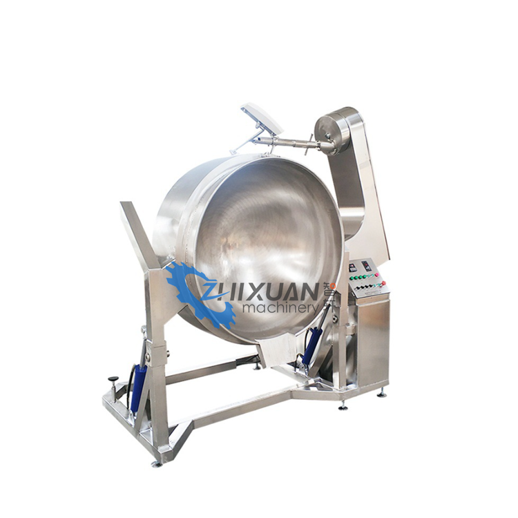 Industrial Automatic Gas Cooking Mixer Machine Electric Tiltable Jacketted Kettle With Mixer For Hummus Halwa Surimi Biryani