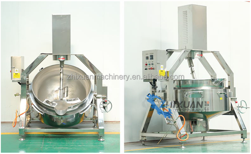 200L 600L 800L electric Gas Steam  jacketed kettle cooking pot with mixer Tilting cooking candy kettle with agitator