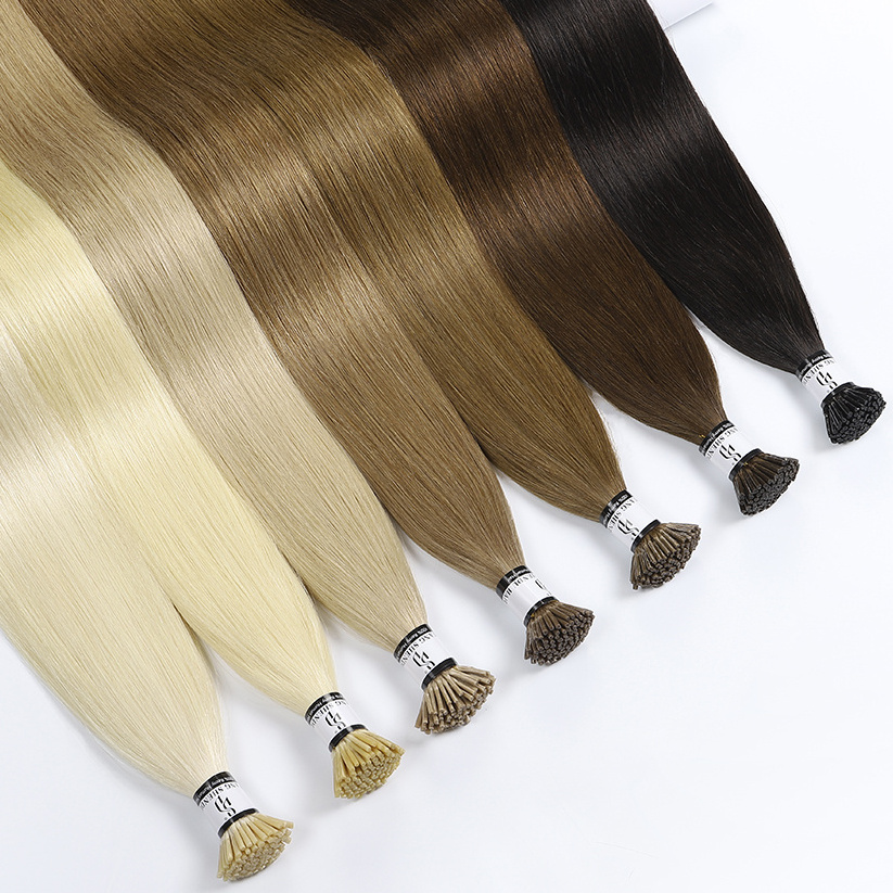 wholesale i tip human hair extensions cuticle aligned i-tip raw virgin 1 gram itip russian 100% human hair remy i tip hair