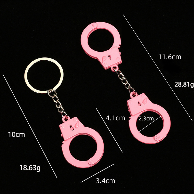 Fashion Bag Key Charms Finger Toy 3D Metal Mini Simulation Police Handcuff Keychain For Women Men