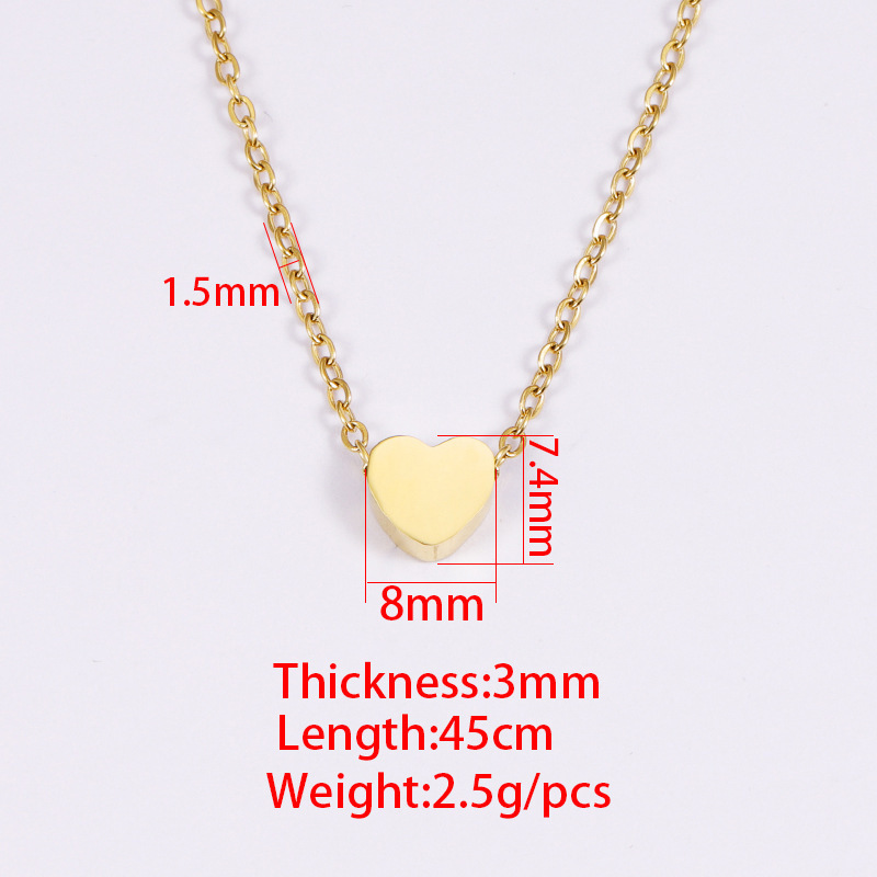 Fashion Non Tarnish Silver Rose 18K Gold Plated 316L Stainless Steel Tiny Heart Shaped Pendant Necklace Jewelry For Women