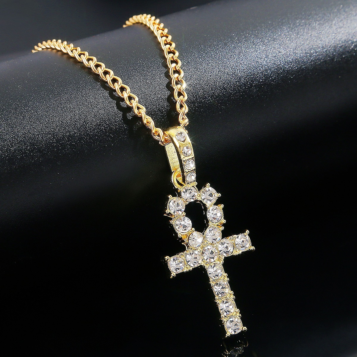 Rock Punk Gold Plated Cuban Chain Woman Men Full Diamond Dollar Boss Queen Cross Gun Heart King Lion Hip Hop Necklace Jewelry