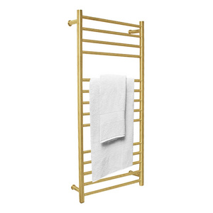 Electric Brushed Gold Towel Warmer Bathroom Stainless Steel Wall Mounted Cloth Towel Heated Drying Rack