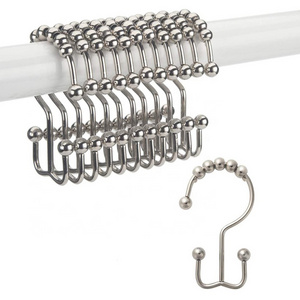 Wholesale Rustproof Stainless Steel Metal Shower Curtain decorative Rings Hooks for Bathroom Shower Rod