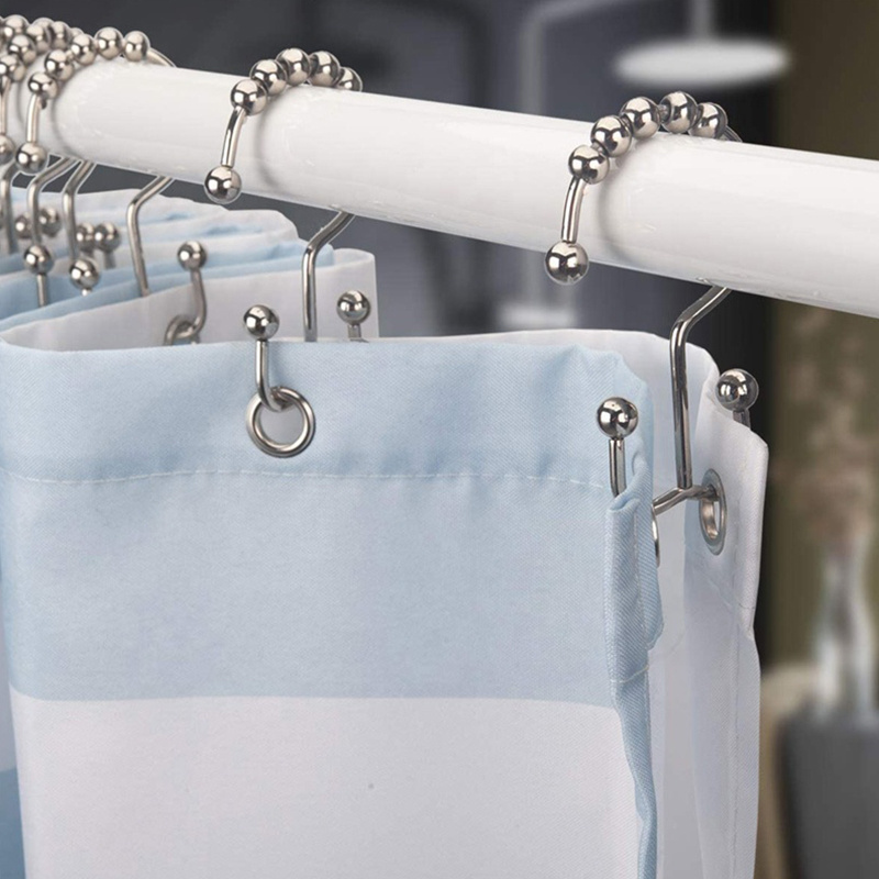 Wholesale Rustproof Stainless Steel Metal Shower Curtain decorative Rings Hooks for Bathroom Shower Rod