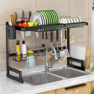 Dish Drainer Dishes Organizer Hanging Sink Black Dish Drying Rack over Sink Organizer Kitchen Storage Rack With Utensil Holder