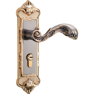 Door Lock European Style Retro Aluminum Alloy Vintage Door Lock Interior Anti-Theft Room Door Lock with Handle Set for Bedroom