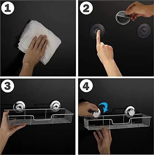 The Most Popular Bathroom stainless steel shelving kit Soap tray Double bath hook suction cup bathroom shelf