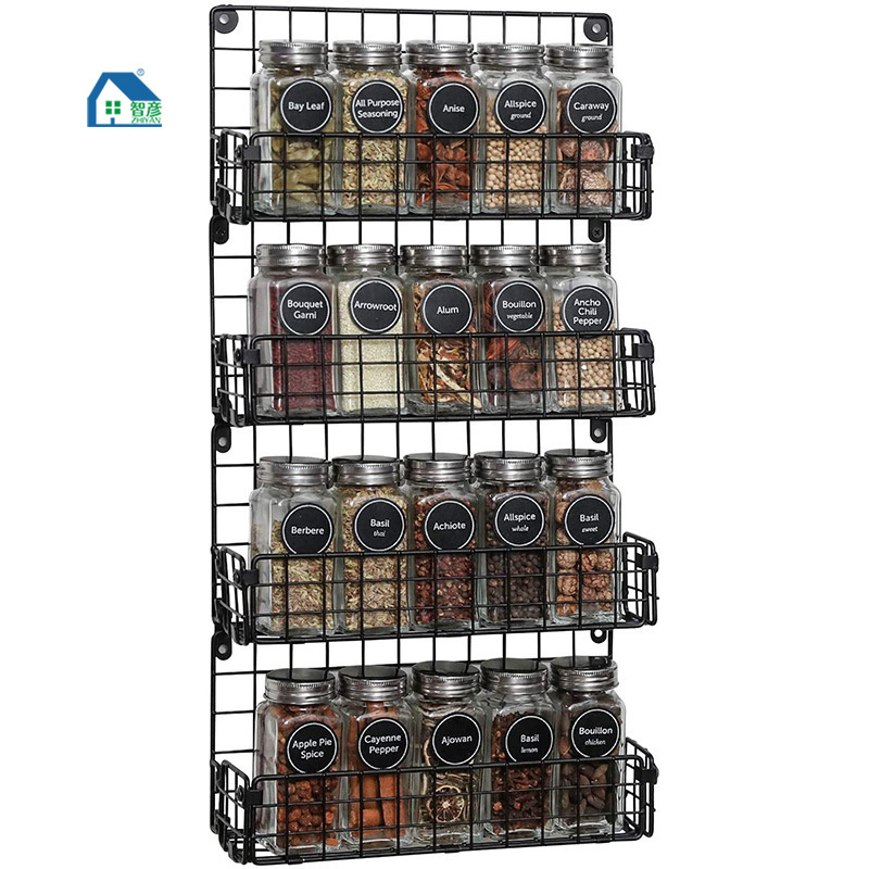 Hanging Wall Mount Sturdy Steel Wire Baskets Metal Hang Cabinet Bin Spice Rack Wall Shelves for kitchen