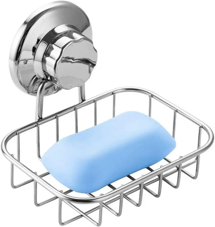 The Most Popular Bathroom stainless steel shelving kit Soap tray Double bath hook suction cup bathroom shelf