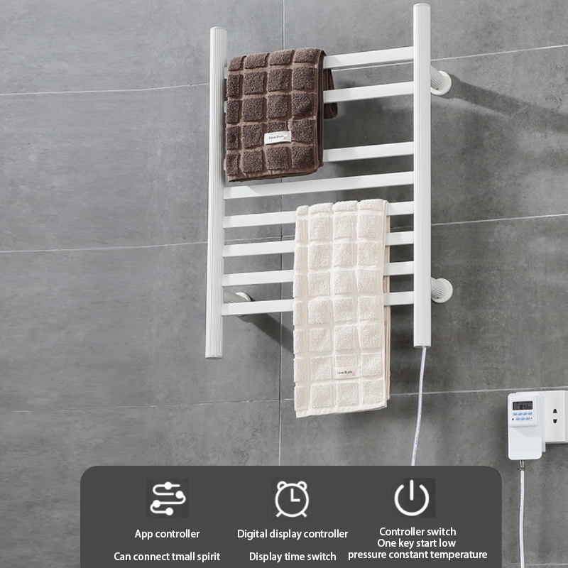 Bathroom Black Wall Mounted Electric Radiator Dryer Towel Rack Heated Towel Warmer Rack