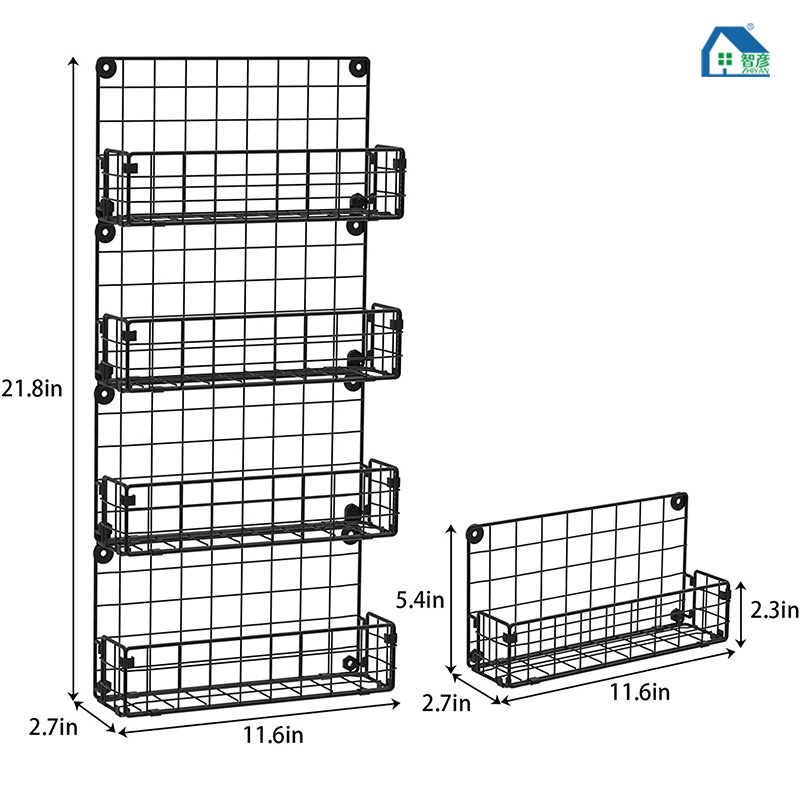 Hanging Wall Mount Sturdy Steel Wire Baskets Metal Hang Cabinet Bin Spice Rack Wall Shelves for kitchen