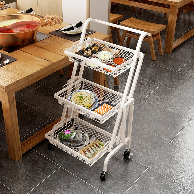 Home Kitchen Organizer 3 Tiers Movable Rolling Storage Rack Trolley Utility Carts with Wheels