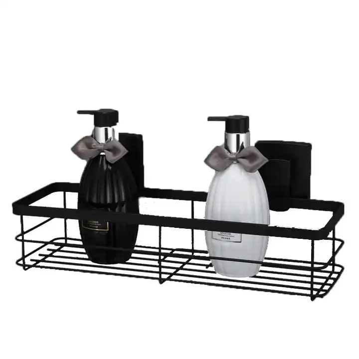 metal bathroom storage rack black shower caddy basket corner shelf organizer without drilling wall mounting