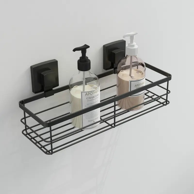 metal bathroom storage rack black shower caddy basket corner shelf organizer without drilling wall mounting