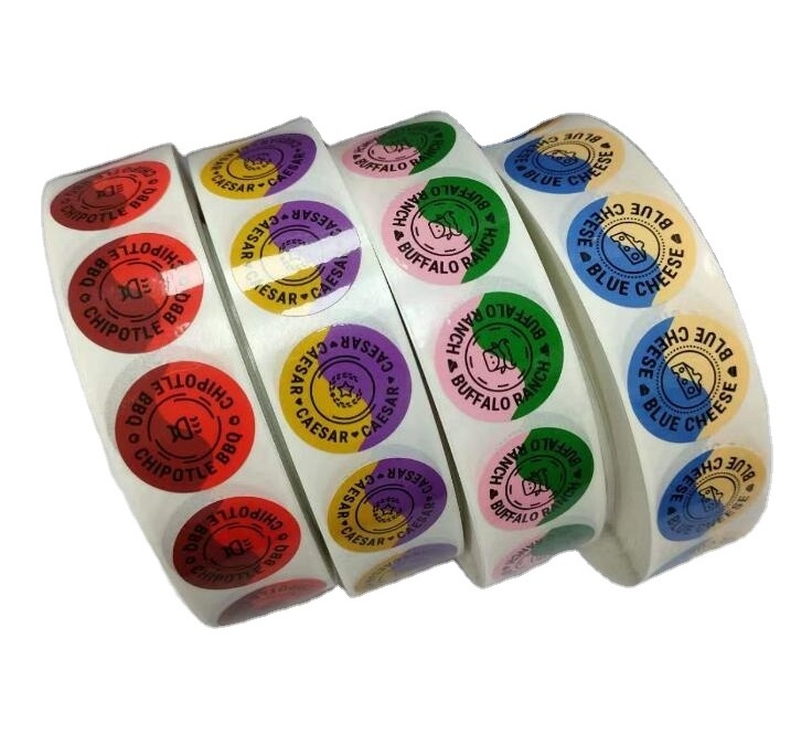 Flavor stickers with strong adhesive glue roll labels for food container packing stickers