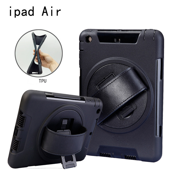 360 Rotation Hand Anti Shock Fall Protection Strap Kickstand Silicone Rugged 9.7 Inch 2020 Tablet Pc Cover For Ipad Air Case