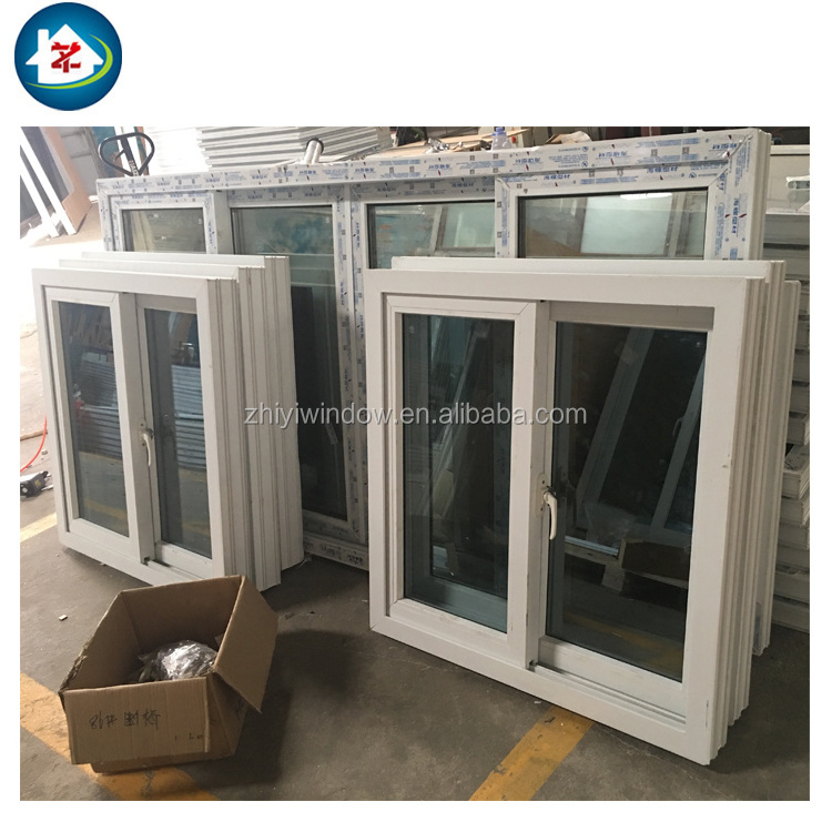 Australia Standard Tempered Glass Upvc Office Sliding Window