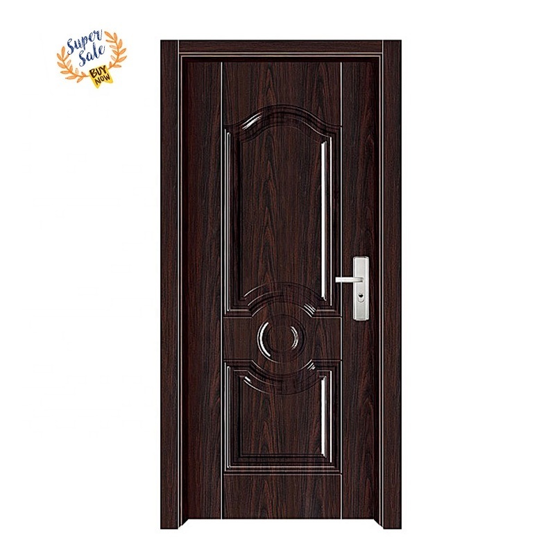 One-stop Service Cheap Steel Home Security Door Indoor Exterior Steel Door with half moon glass insert