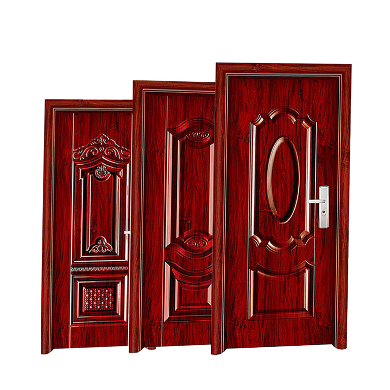 One-stop Service Cheap Steel Home Security Door Indoor Exterior Steel Door with half moon glass insert