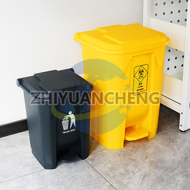 China supplier 20L pedal square black storage infectious medical waste bin