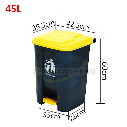 China supplier 20L pedal square black storage infectious medical waste bin