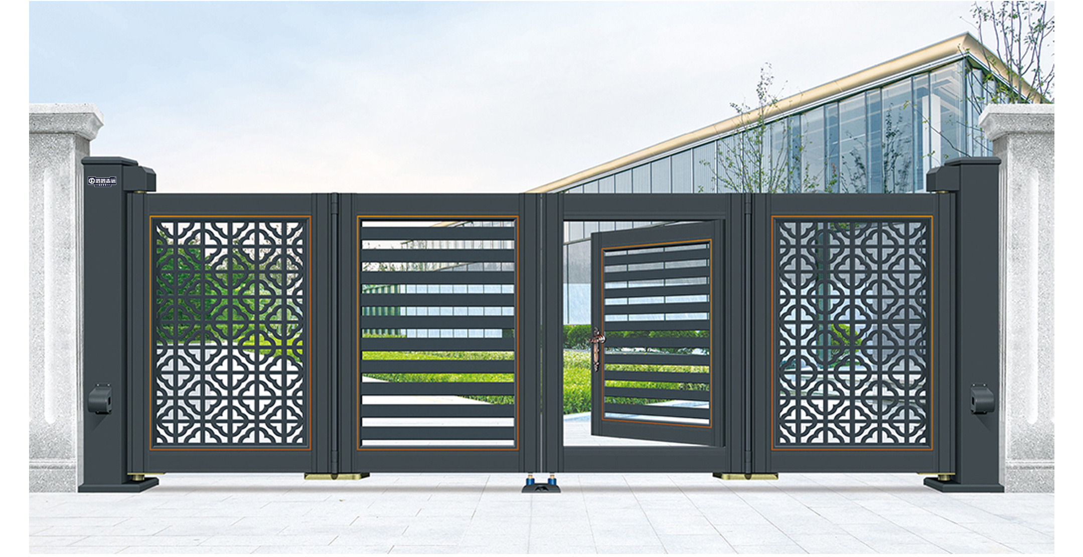 Aluminum Swing Driveway Fences Gates Sliding Metal Slide Door Sliding Folding Entrance Gate