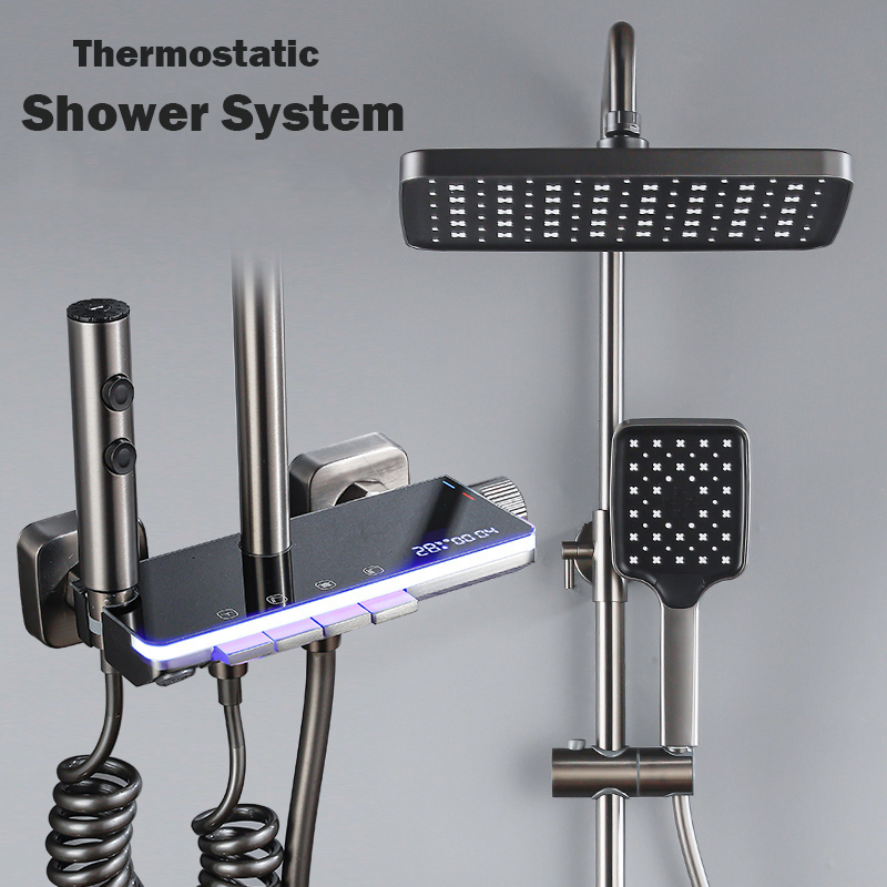 Hot Sale Wall Mounted Bathroom Shower Faucet Thermostatic Shower Column with Brass Shower Tap Mixer