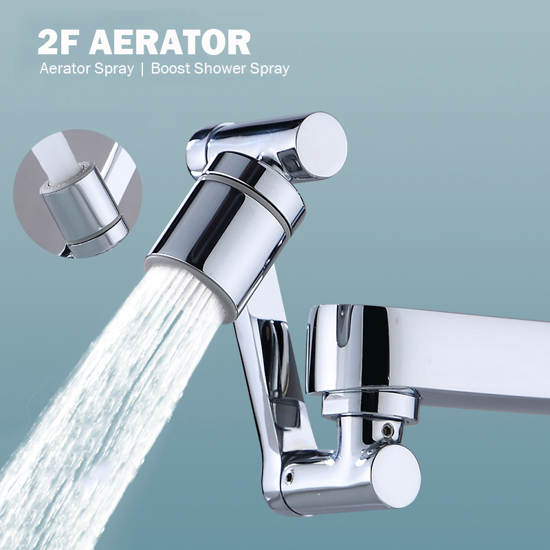 Universal Robot Arm 1080 Degree Rotating Faucet Extender with 2 Function Aerator