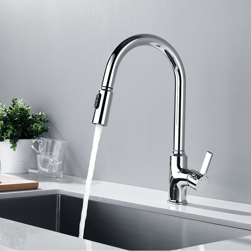 Single Handle Pull Down Sink Kitchen Faucet with Wand Sprayer Brass Body for Kitchen Sink