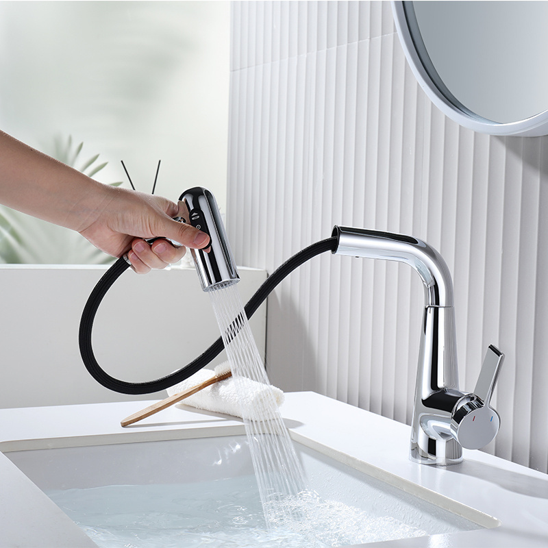 Single Handle Brass Basin Faucet with Pull-out Sprayer Height Adjustable Toilet Tap Bathroom Mixer