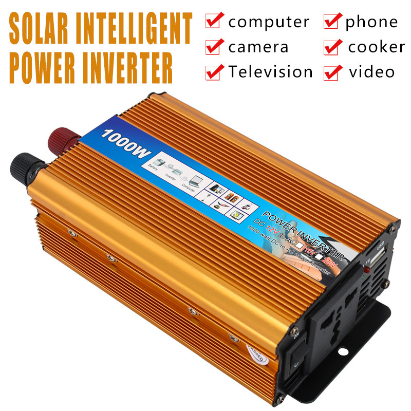 1000watt 12v 220v car power inverter usb 5v/2.1a intelligent solar dc to ac power converter inverter with Multi in one socket