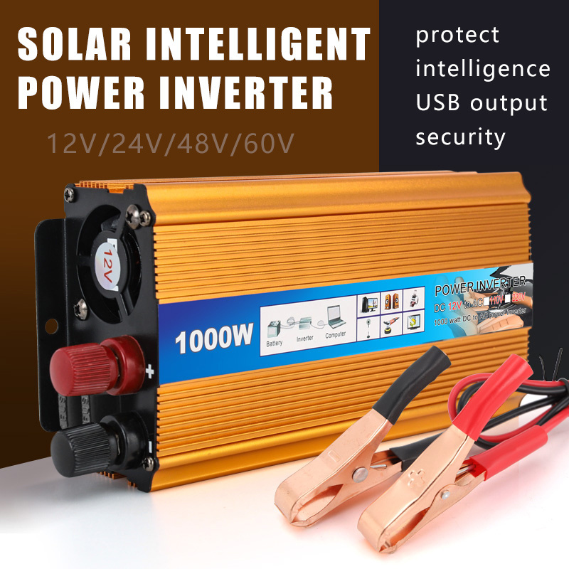 1000watt 12v 220v car power inverter usb 5v/2.1a intelligent solar dc to ac power converter inverter with Multi in one socket