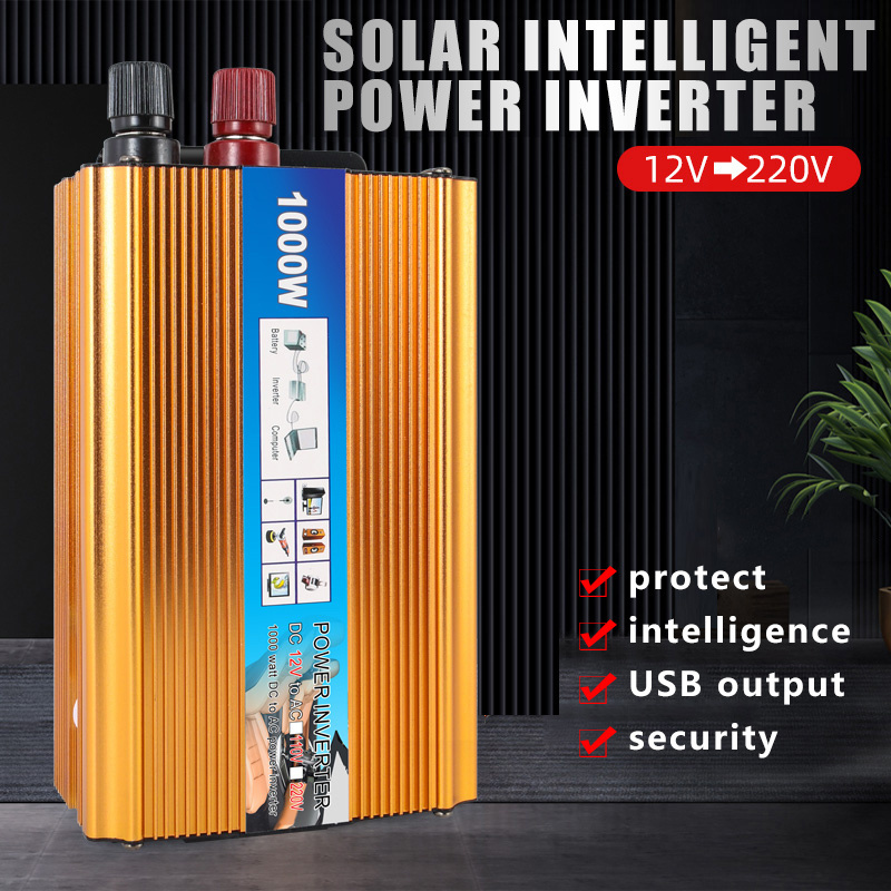 1000watt 12v 220v car power inverter usb 5v/2.1a intelligent solar dc to ac power converter inverter with Multi in one socket