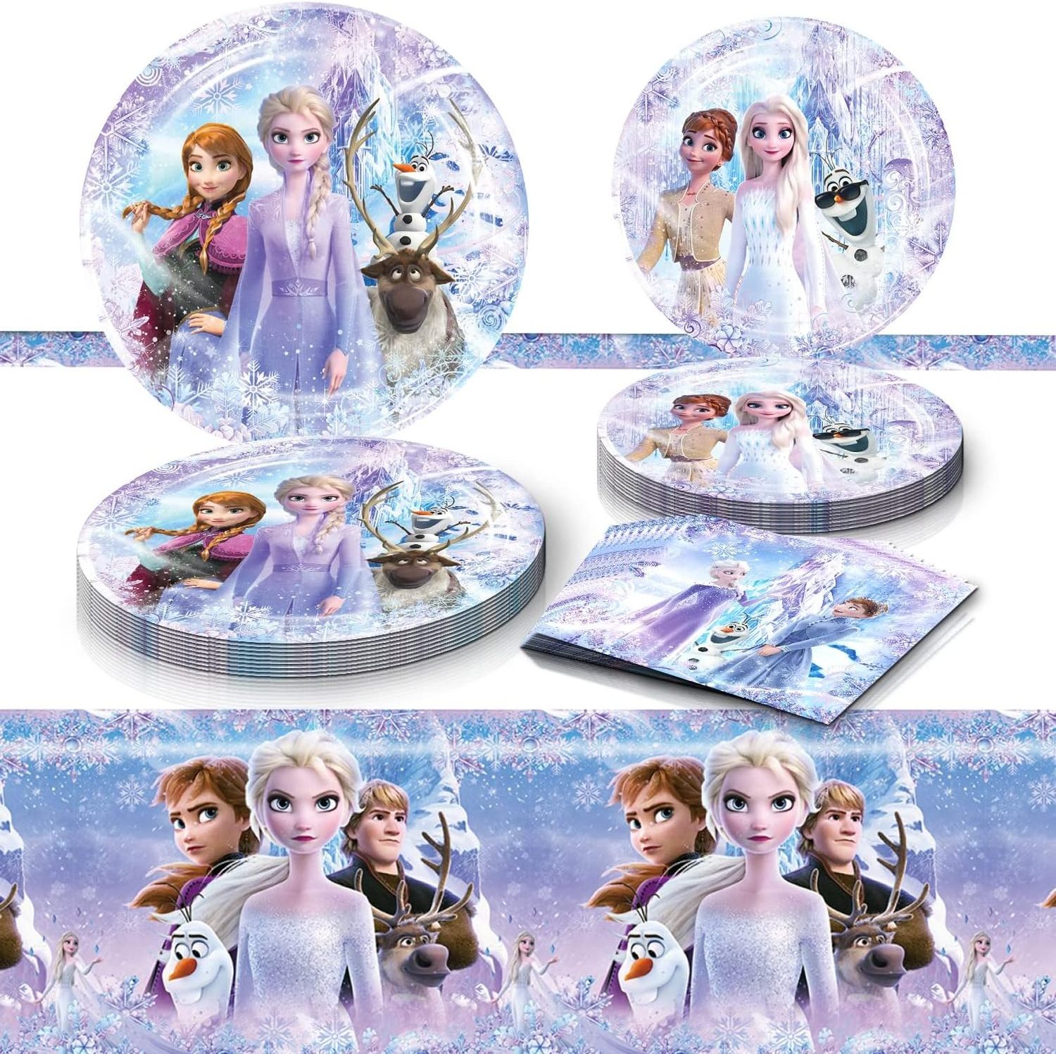 Birthday Party Supplies 20 Plates 20 Napkins and 1 Tablecover for Girls ice snow Theme Party Decorations