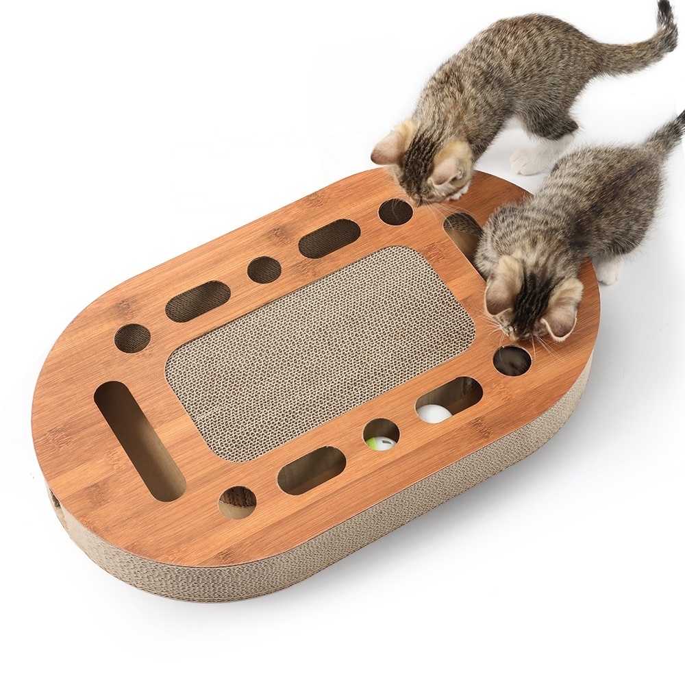 Cat Play Toy Eco friendly cardboard wholesale pet toy cat scratcher with ball