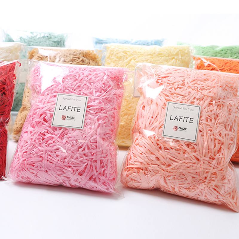 Recyclable 100g 200g 500g Raffia Colorful Shredded Crinkle Shred Paper for DIY Wedding Marriage Gift Box Filling Material