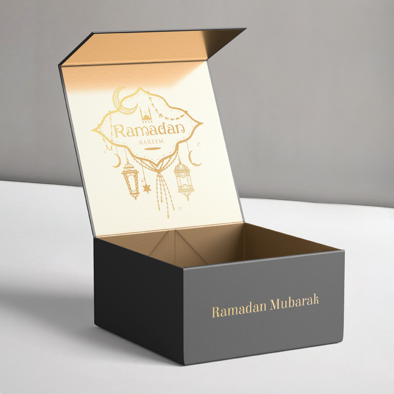 Cardboard Magnetic Foldable Empty Islamic Ramadan Gift Box Eid Mubarak Packaging Box Eid Sweet Candy Gift Box