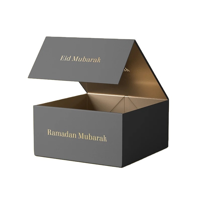 Cardboard Magnetic Foldable Empty Islamic Ramadan Gift Box Eid Mubarak Packaging Box Eid Sweet Candy Gift Box