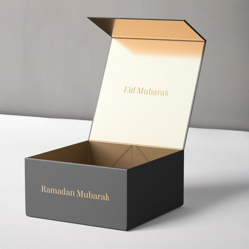 Cardboard Magnetic Foldable Empty Islamic Ramadan Gift Box Eid Mubarak Packaging Box Eid Sweet Candy Gift Box