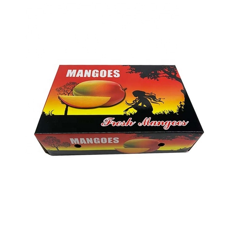 Customized logo mango fruit packaging corrugated paper box with lid