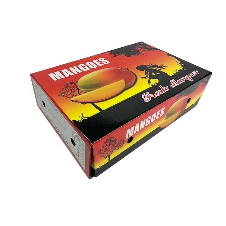 Customized logo mango fruit packaging corrugated paper box with lid