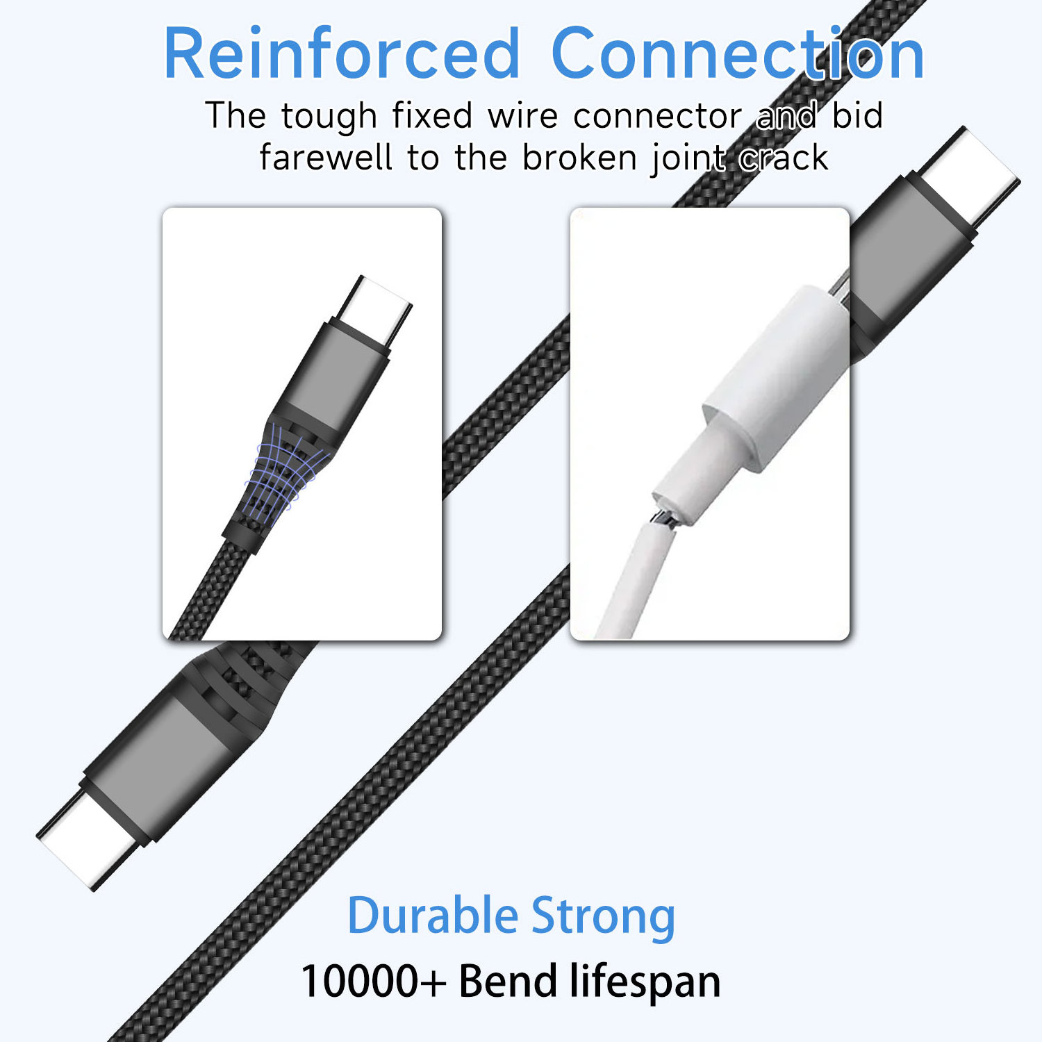 ZEZK OEM ODM USB cable 3.28ft 6.56ft 9.84ft strong nylon braided type C cable 3.0 fast charging sync data cable for phone