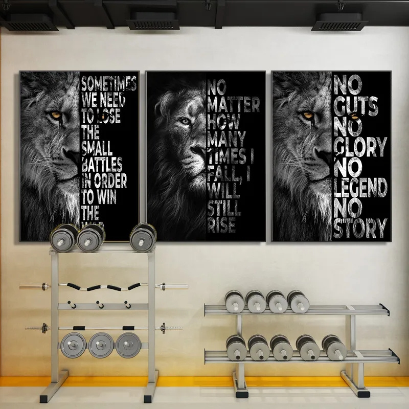 Inspirational Quote Art Posters and Prints Canvas Wild Lion Letter Painting Motivational Word Wall Picture for Office Home Decor