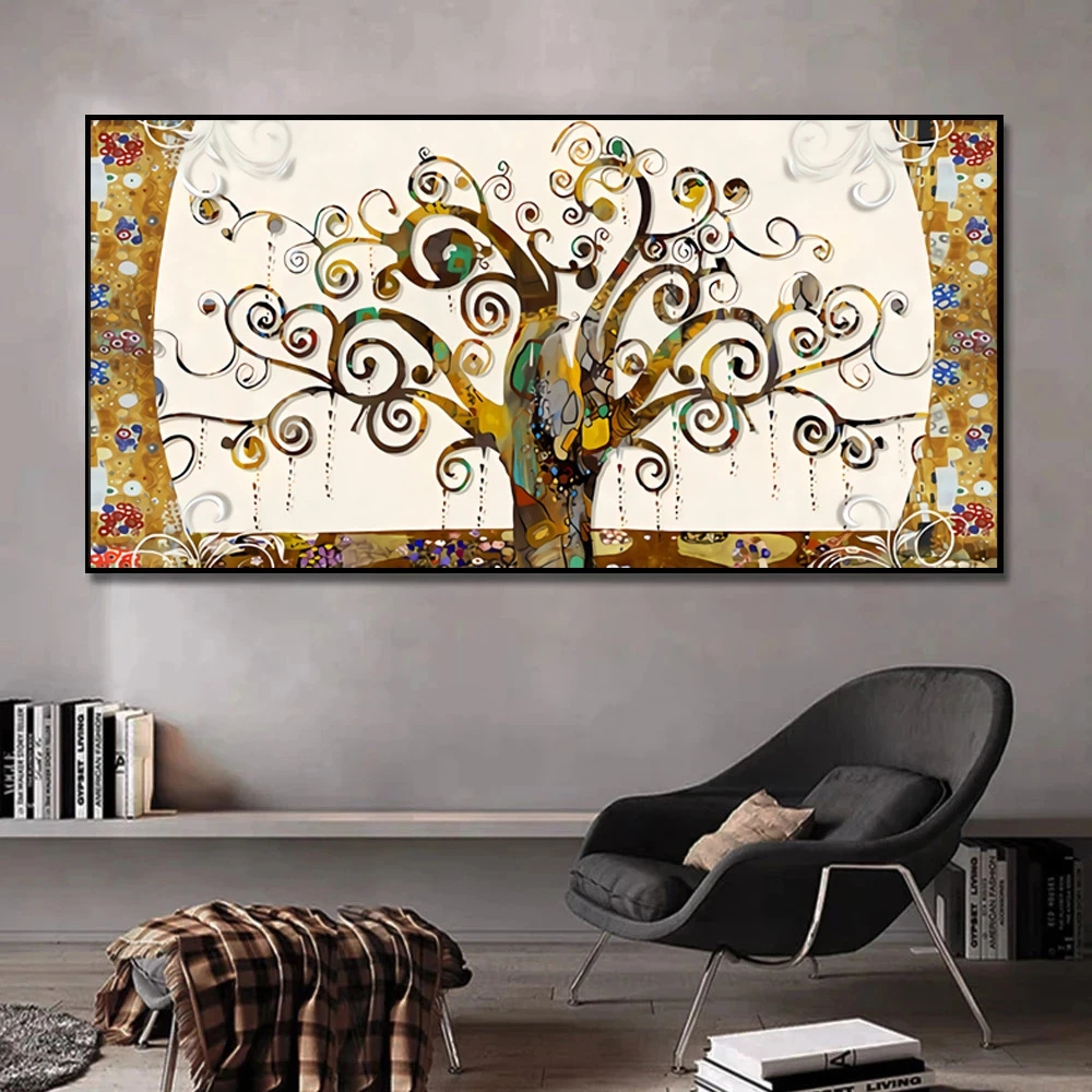 Gustav Klimt Tree of Life Canvas Painting Landscape Wall Art Posters Prints Wall Picture for Living Room Home Cuadros Decoration