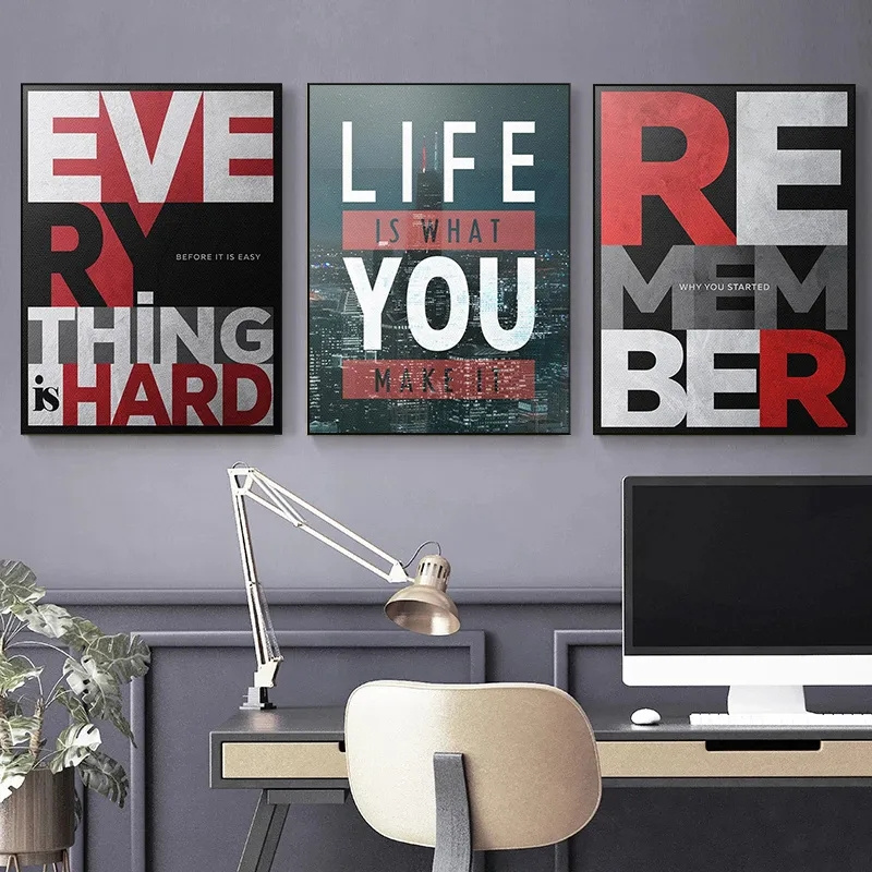 Believe Remember Inspirational Quotes Canvas Painting Motivational Letter Wall Art Poster Print Picture for Office Home Decor