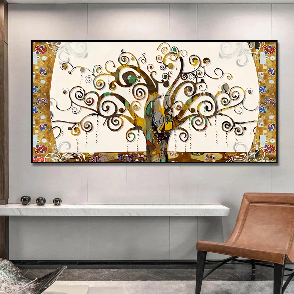 Gustav Klimt Tree of Life Canvas Painting Landscape Wall Art Posters Prints Wall Picture for Living Room Home Cuadros Decoration