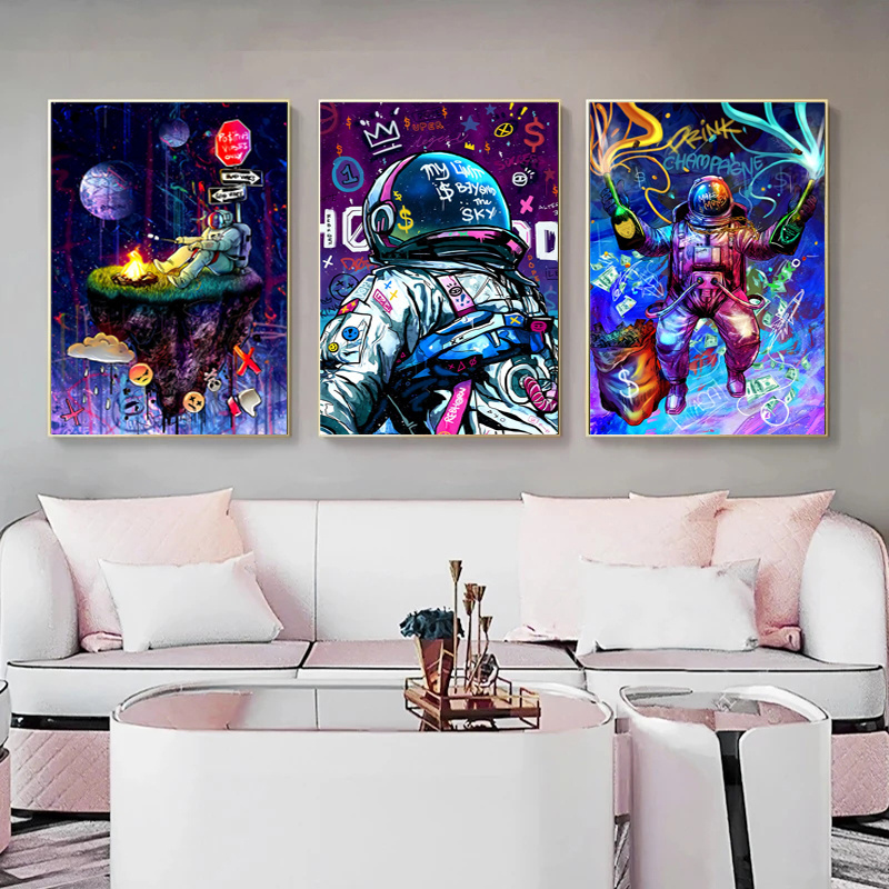 Street Graffiti Figure Space Astronauts Canvas Painting Wall Picture for Living Room Wall Art Posters Prints Home Cuadros Decor