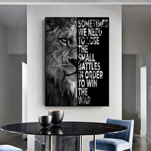 Inspirational Quote Art Posters and Prints Canvas Wild Lion Letter Painting Motivational Word Wall Picture for Office Home Decor