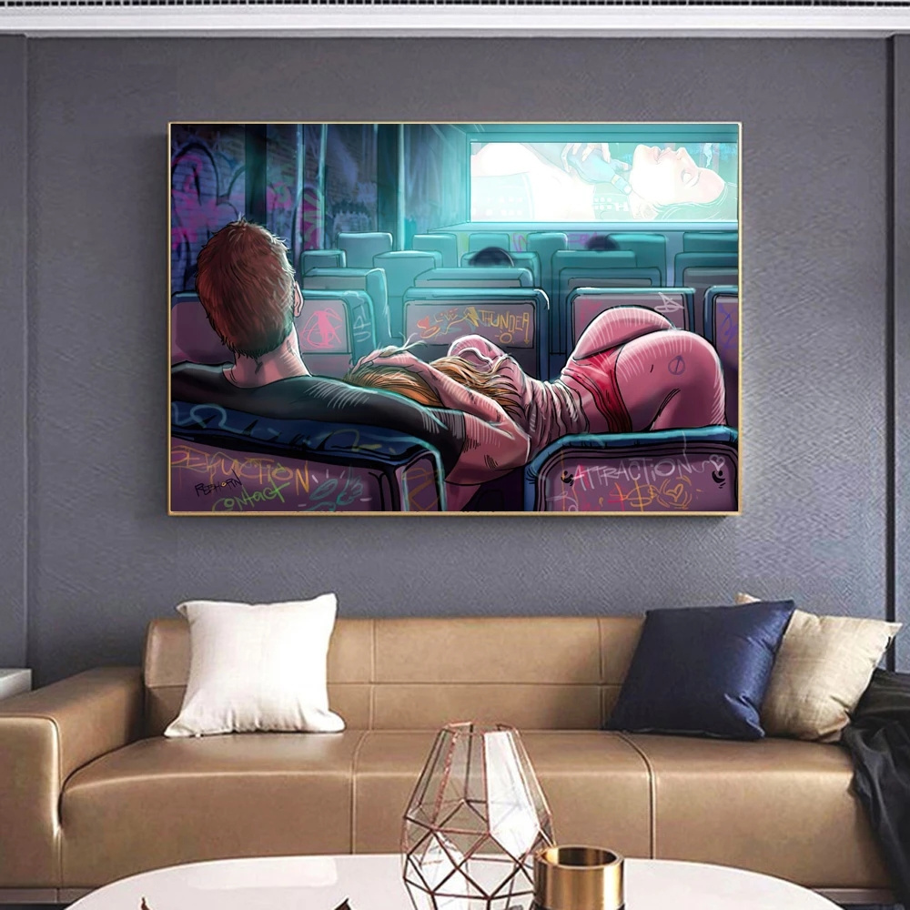 Sexy Body Lover Poster Nude Woman Men Figure Canvas Painting Abstract Couple Wall Art Cuadros Picture for Bar Bedroom Home Decor